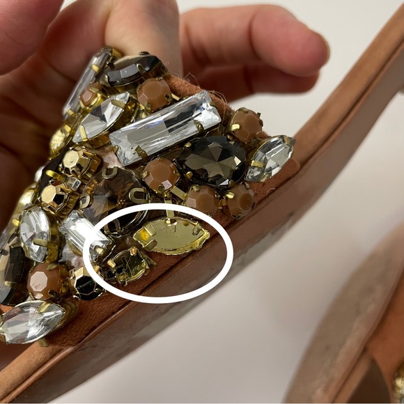 SCHUTZ Victoria Jewelled Embellished Leather Sandal Slides Size 7 - Picture 11 of 12